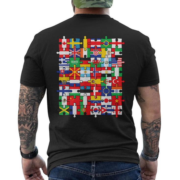 Flags Of Countries Of The World International Flag Puzzle Men's Back Print T-shirt