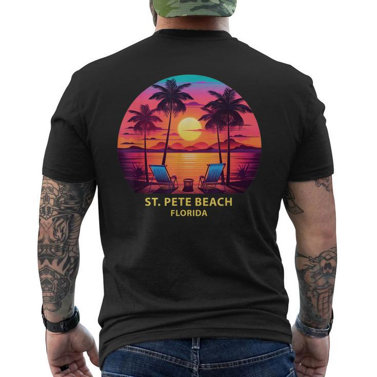 Florida St Pete Beach Colorful Palm Trees Beach Men's Back Print T-shirt