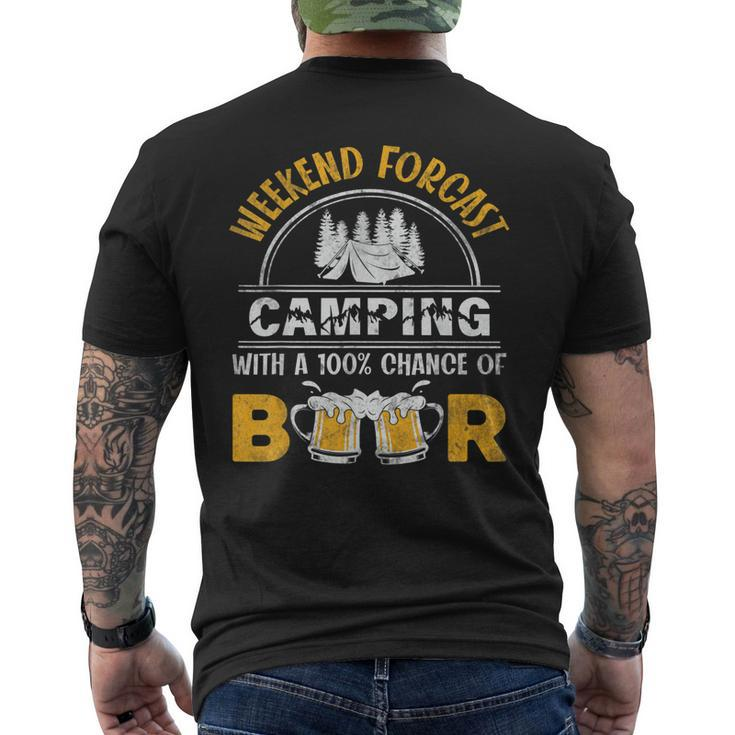 Weekend Forcast Camping With A 100 Chance Of Beer Vintage Men's Back Print T-shirt