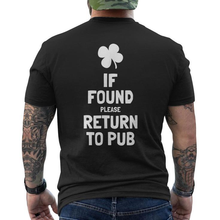 If Found Please Return To Pub St Patricks Day Men's Back Print T-shirt