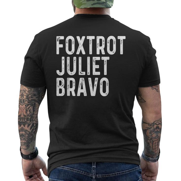 Foxtrot Juliet Bravo Retro Vintage America Us Military Mens Back Print T-shirt