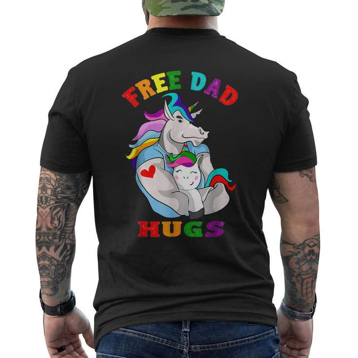 Free Dad Hugs Lgbt Gay Pride Unicorn Fathers Day Mens Back Print T-shirt