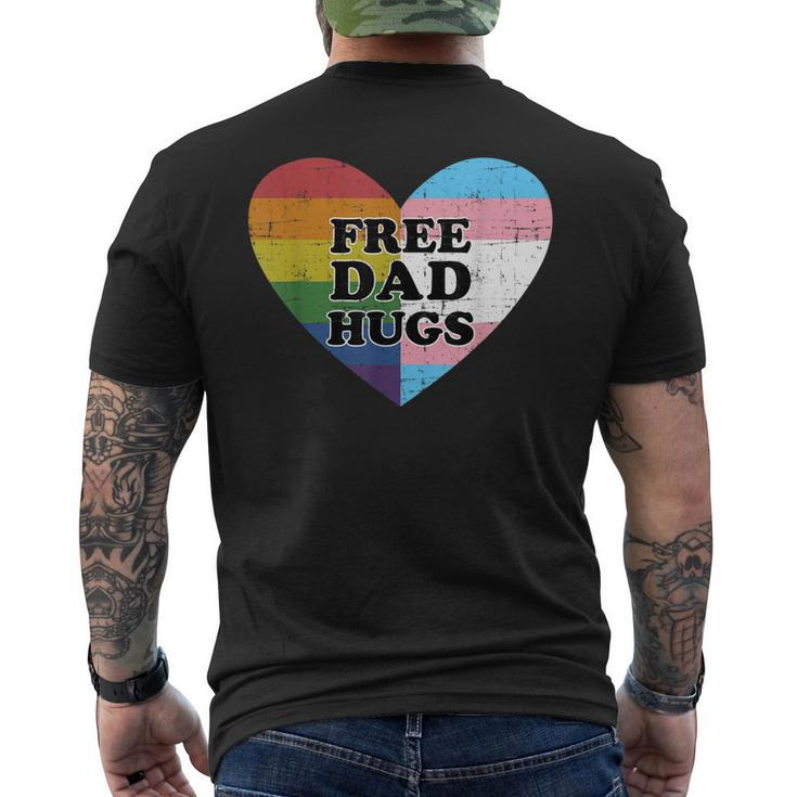 Free Dad Hugs With Rainbow And Transgender Flag Heart Men's Back Print T-shirt
