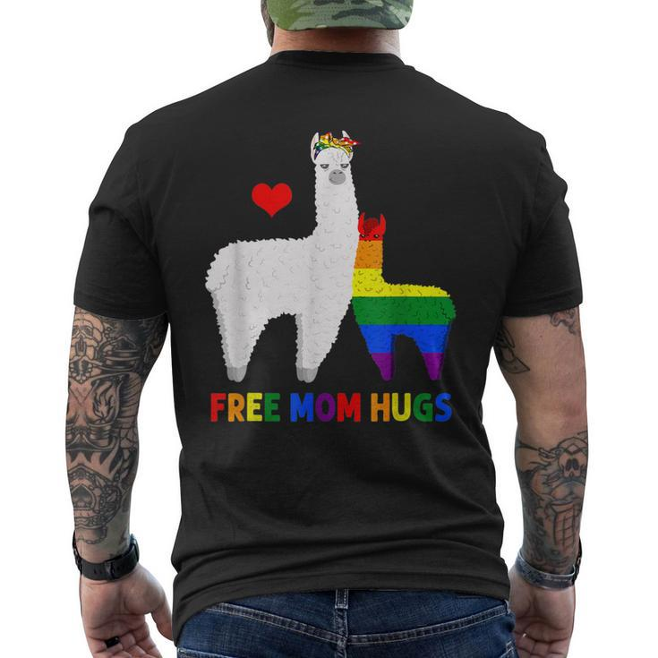 Free Mom Hugs Rainbow Heart Mama Llama Lgbt Pride Month Men's Back Print T-shirt