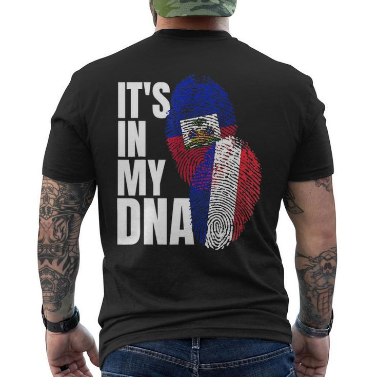 French And Haitian Mix Dna Heritage Flag Men's T-shirt Back Print