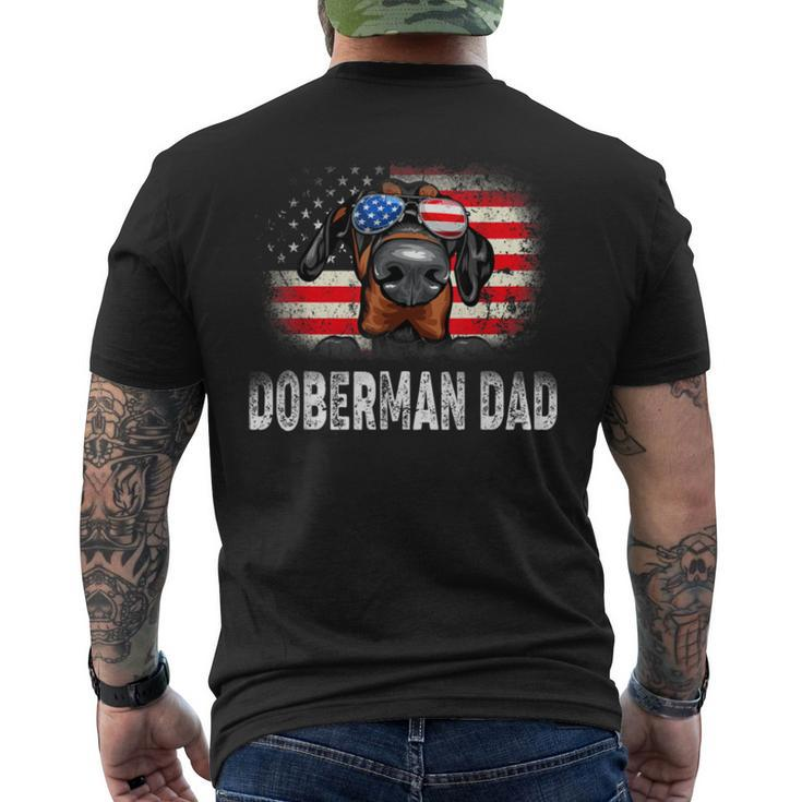 Mens Fun Doberman Dad American Flag Father’S Day Bbnk Men's Back Print T-shirt