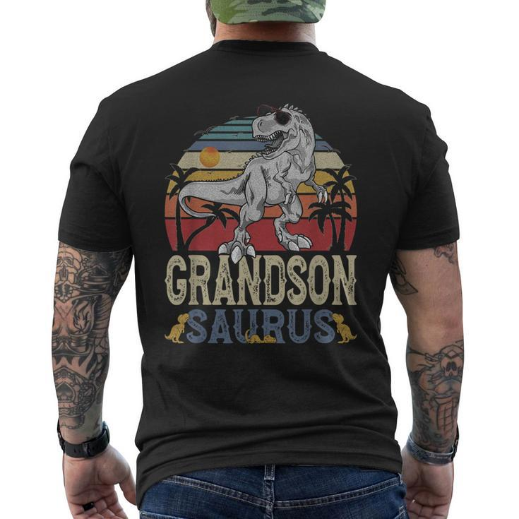 Fun Grandsonsaurus Rex Dinosaur Grandson Saurus Family Men's T-shirt Back Print