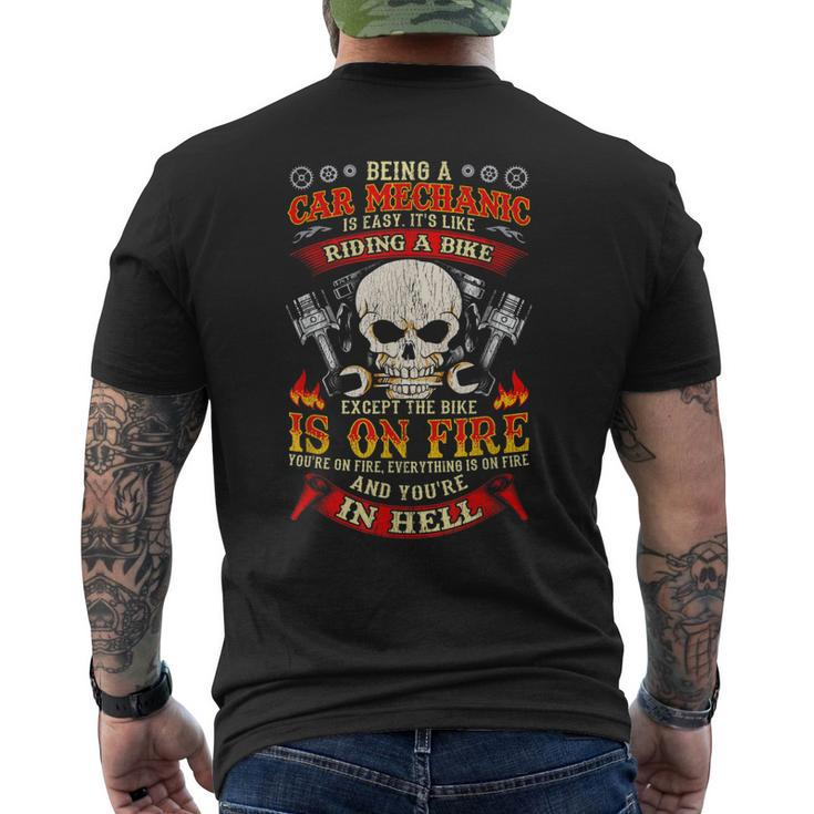 Funny Car Mechanic Biker Skull Gift For Mens Mens Back Print T-shirt