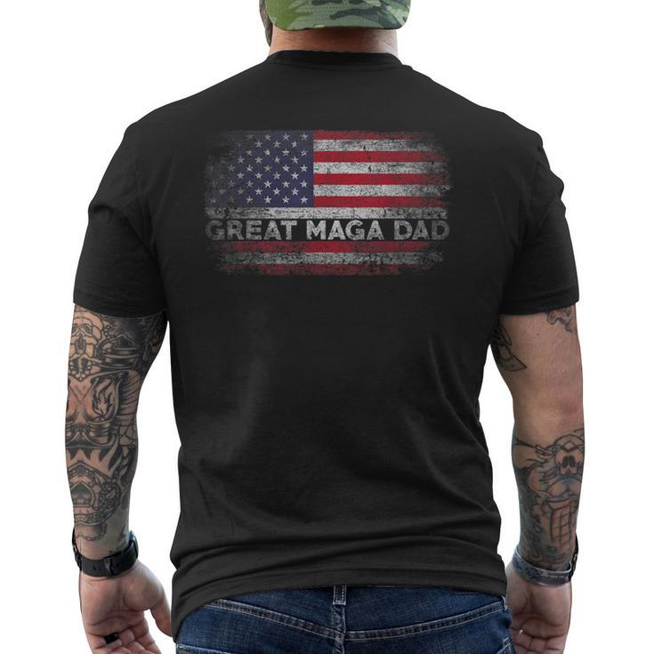 Funny Donald Trump Fathers Day Great Maga Dad Usa Flag Mens Back Print T-shirt