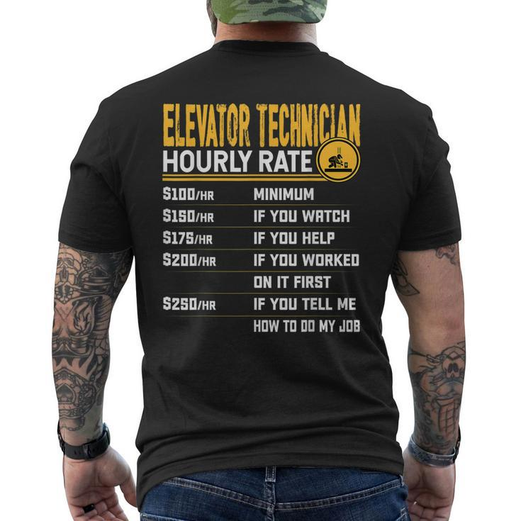 Funny Elevator Technician Hourly Rate Elevator Mechanic Mens Back Print T-shirt
