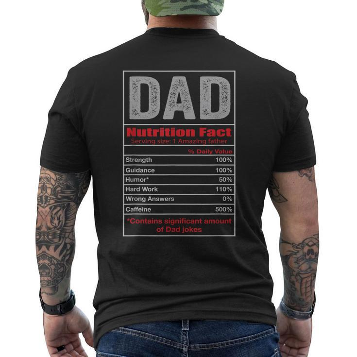 Funny Mens Gifts For Dad Dad Nutrition Facts Gift Mens Back Print T-shirt