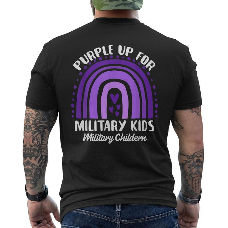 Funny Quote Purple Up For Military Kids Military Child Month Mens Back Print T-shirt