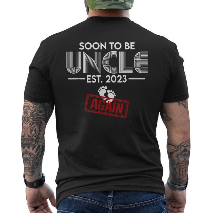 Funny Soon To Be Uncle Again 2023 Gender Reveal Pregnancy Mens Back Print T-shirt