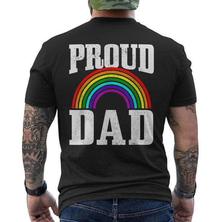 Gay Pride Proud Dad Parent Lgbtq Rainbow Flag Gay Son Mens Back Print T-shirt
