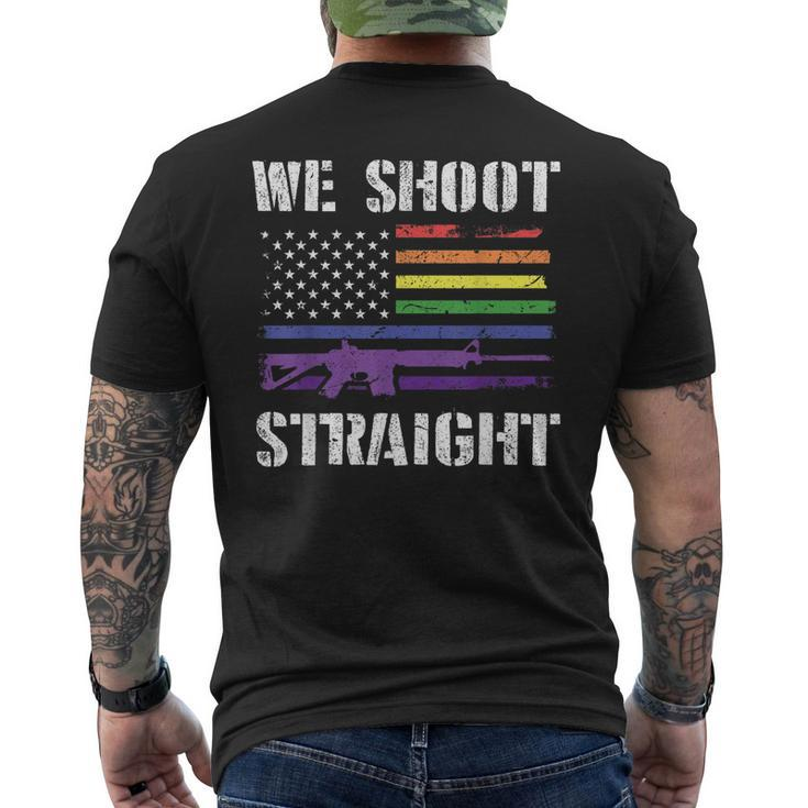 Gay Veteran We Shoot Straight Lgbt Veterans Day Men's T-shirt Back Print