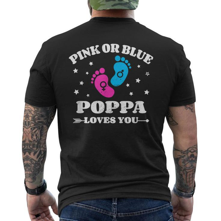 Gender Reveal Poppa Baby Shower Dad Pregnancy Announcement Mens Back Print T-shirt
