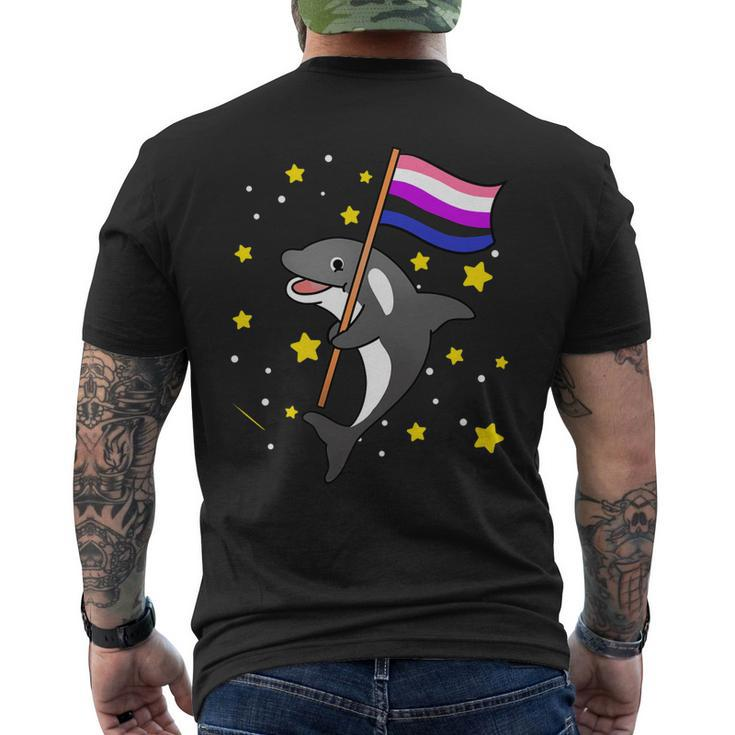 Genderfluid Pride Orca Genderfluid Men's Back Print T-shirt