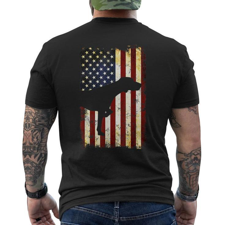 German Shorthaired Pointer Silhouette American Flag Men's Back Print T-shirt