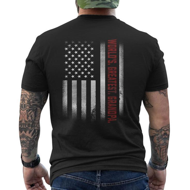 Gifts For Papa Worlds Greatest Grandpa American Flags Gift For Mens Mens Back Print T-shirt