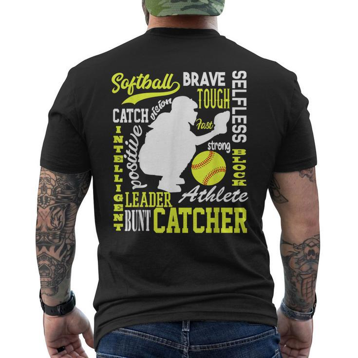 Girls Softball Catcher Great For Ns Traits Of A Catcher Men's Back Print T-shirt