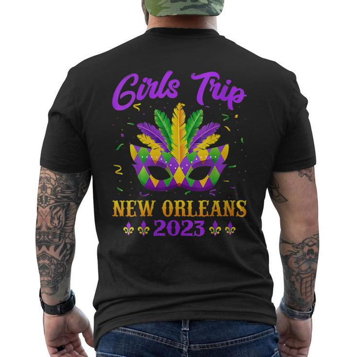 Girls Trip New Orleans 2023 Costume Mardi Gras Mask Beads Men's Back Print T-shirt
