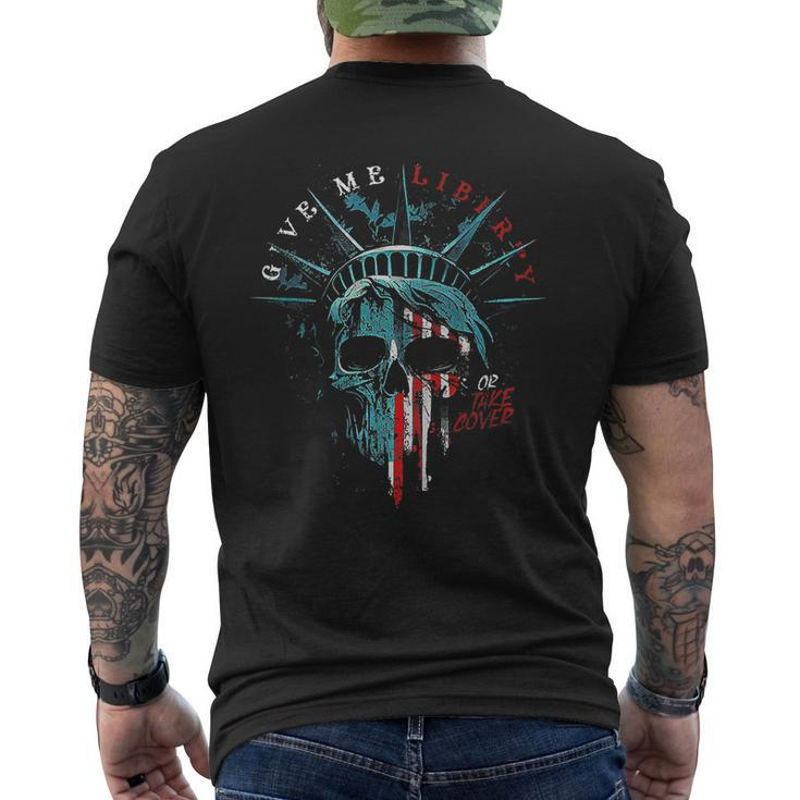 Give Me Liberty Or Take Cover On Back Men's Back Print T-shirt