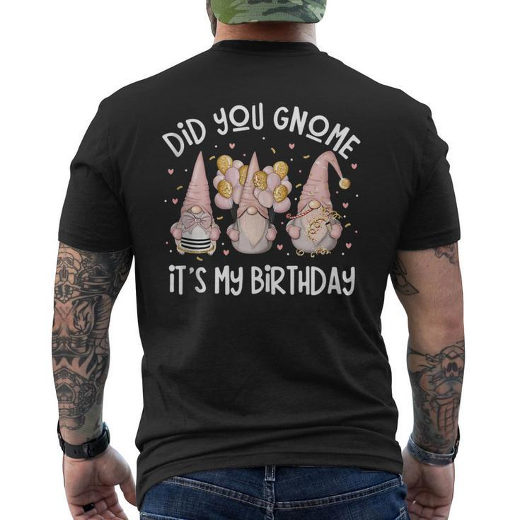 Did You Gnome Its My Birthday Cute Gnomies Balloons Men's Back Print T-shirt
