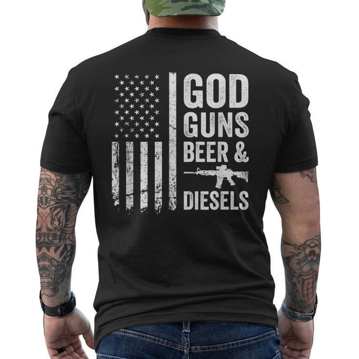 God Guns Beer & Diesels Diesel Truck Mechanic Usa Flag Mens Back Print T-shirt