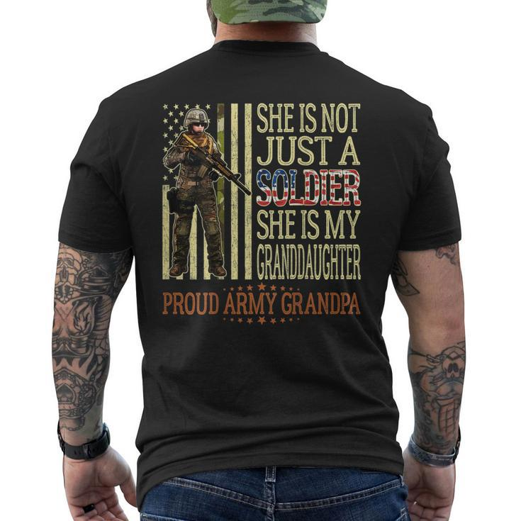 My Granddaughter Is A Soldier Hero Proud Army Grandpa Men's Back Print T-shirt