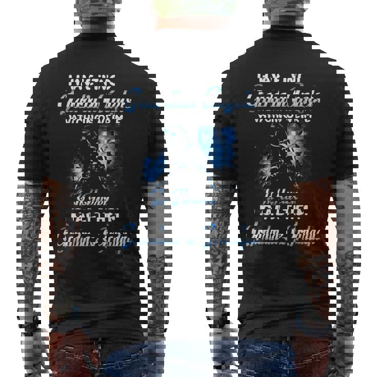 My Grandma & Grandpa Are Guardian Angels In Heaven Memorial Men's Back Print T-shirt