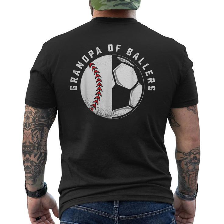 Grandpa Of Ballers Soccer Baseball T Papa Of Ballers Men's Back Print T-shirt