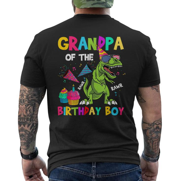 Grandpa Of The Birthday Boy Trex Dinosaur Birthday Men's Back Print T-shirt
