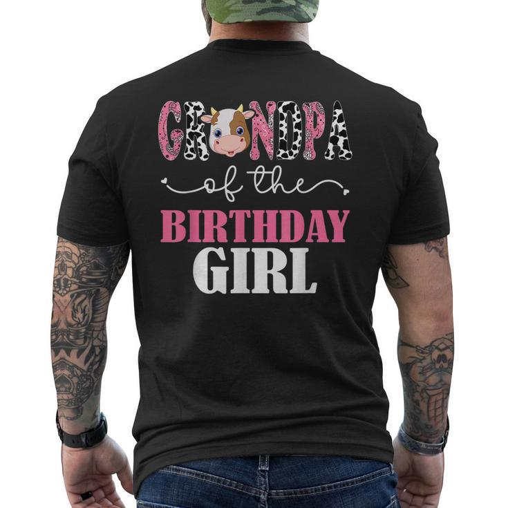 Grandpa Of The Birthday For Girl Cow Farm 1St Birthday Cow Men's Back Print T-shirt