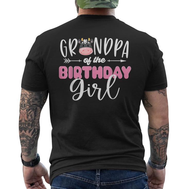 Grandpa Of The Birthday Girl Cow Themed Cow Print Papa Men's Back Print T-shirt