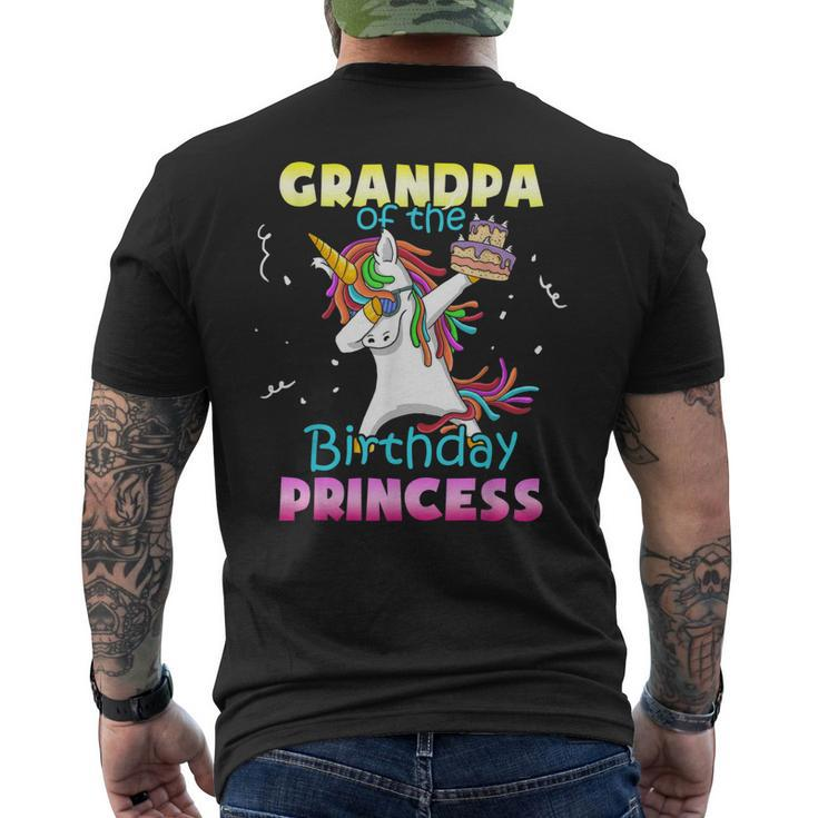Grandpa Of The Birthday Princess Unicorn Dabbing Girl Men's Back Print T-shirt