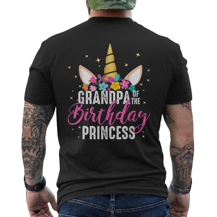Grandpa Of The Birthday Princess Unicorn Birthday Men's Back Print T-shirt