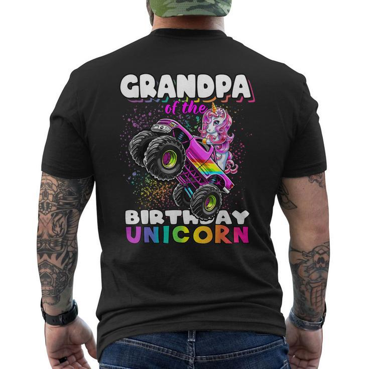 Grandpa Of Birthday Unicorn Monster Truck Matching Family Men's Back Print T-shirt