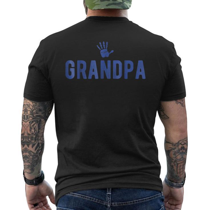 Grandpa Blue Hand Print  For Grandfather Gift For Mens Mens Back Print T-shirt
