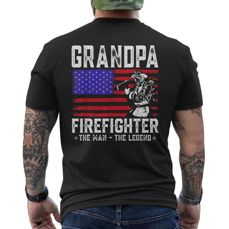 Grandpa Firefighter The Man The Legend American Flag Mens Back Print T-shirt