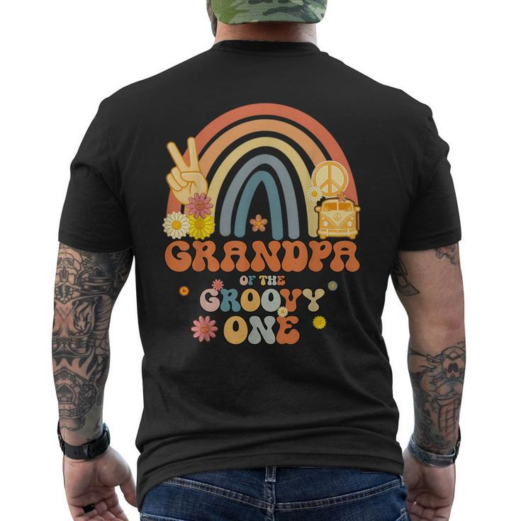 Grandpa Of The Groovy One Rainbow Boho Birthday Party Men's Back Print T-shirt