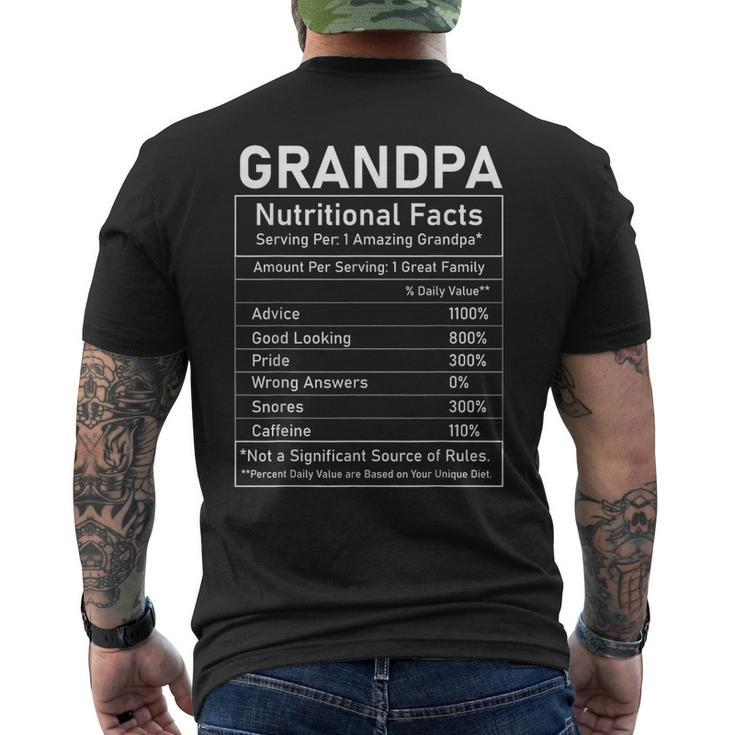 Mens Grandpa Nutritional Facts Grandfather Fathers Day Men's Back Print T-shirt