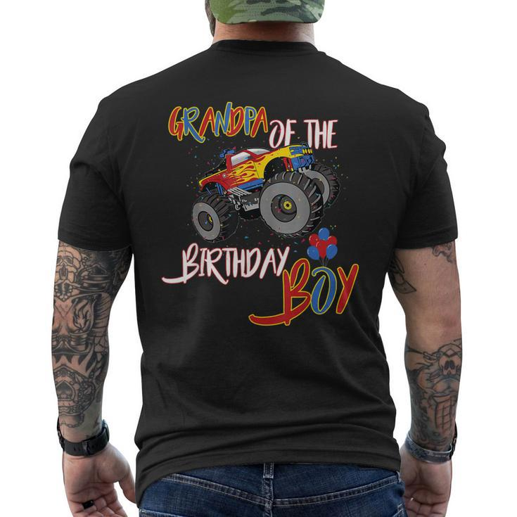 Grandpa Of The Birthday Boy Monster Truck Boys Party Mens Back Print T-shirt