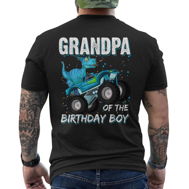 Grandpa Of The Birthday Boy Trex Dinosaur Monster Truck Mens Back Print T-shirt