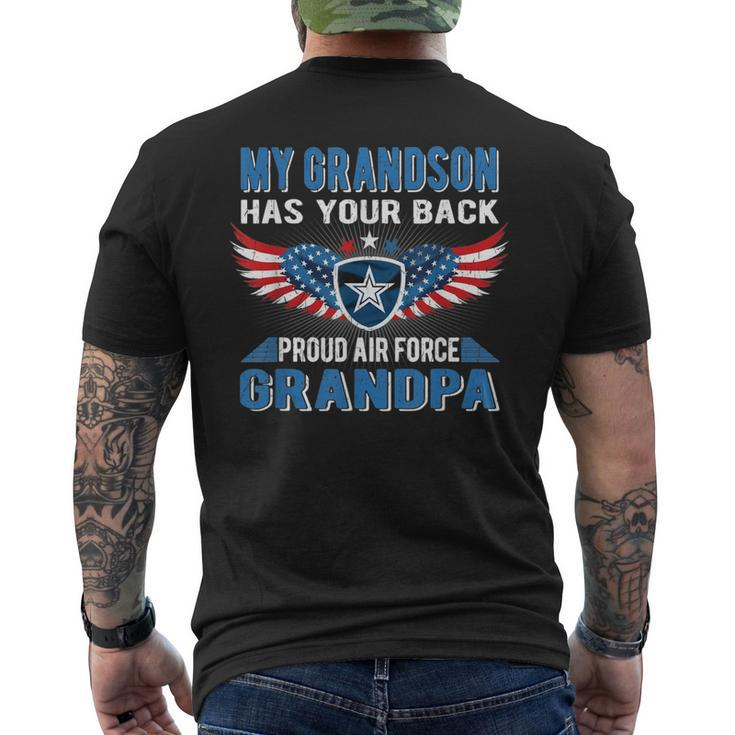 Mens My Grandson Has Your Back Proud Air Force Grandpa Military Men's T-shirt Back Print