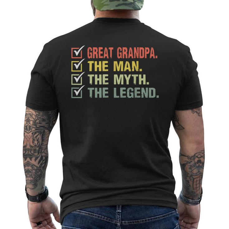 Great Grandpa The Man The Myth The Legend Gifts For Fathers Gift For Mens Mens Back Print T-shirt