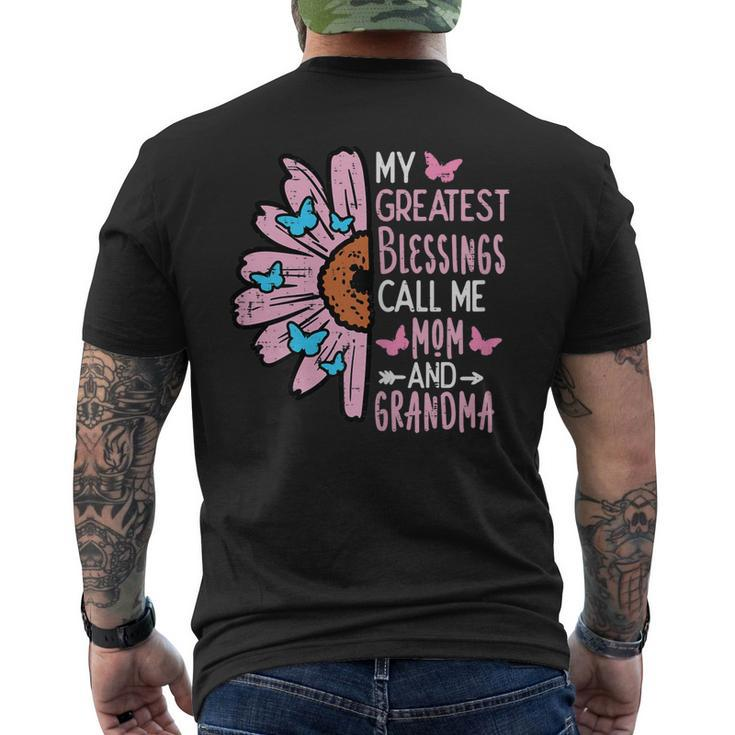 Womens Greatest Blessings Call Me Mom Grandma Mama Nana Men's Back Print T-shirt