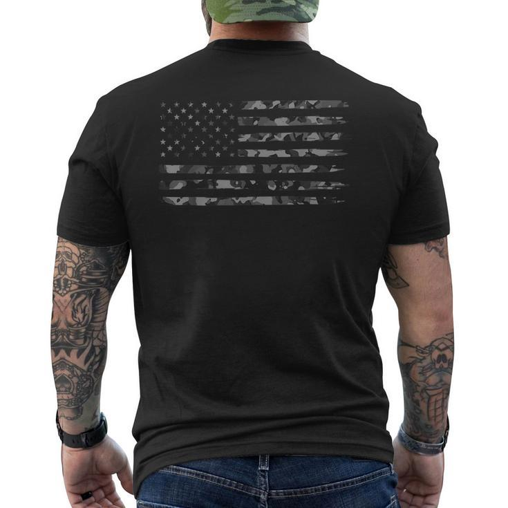 Grey Vintage Camo American Flag Men's Back Print T-shirt