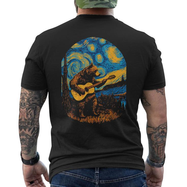 Grizzly Bear Blues Guitar-Player Starry-Night Music Men's Back Print T-shirt