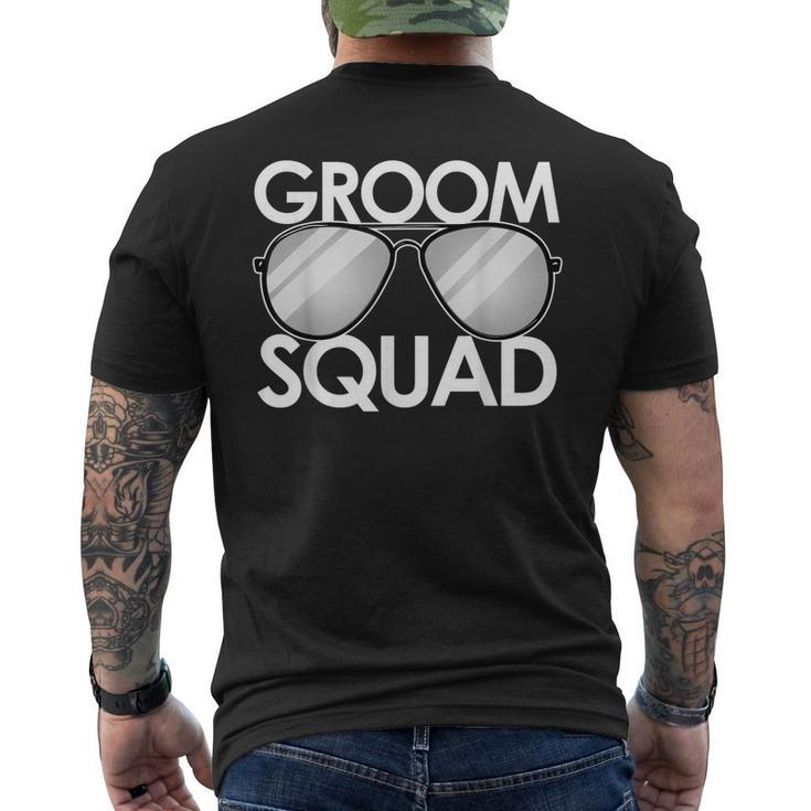 Groom Squad Sunglasses Wedding Bachelor Bride Bridesmaid Men's Back Print T-shirt