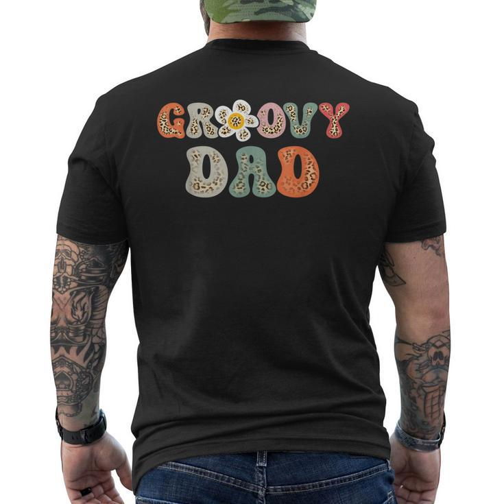 Groovy Dad Retro Leopard Colorful Flowers Design Mens Back Print T-shirt